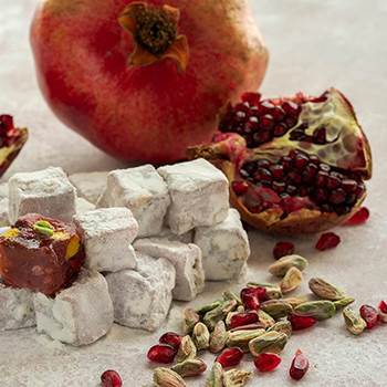 TURKISH DELIGHT POMEGRANATE FLAVOURED WITH  PISTACHIO NUT